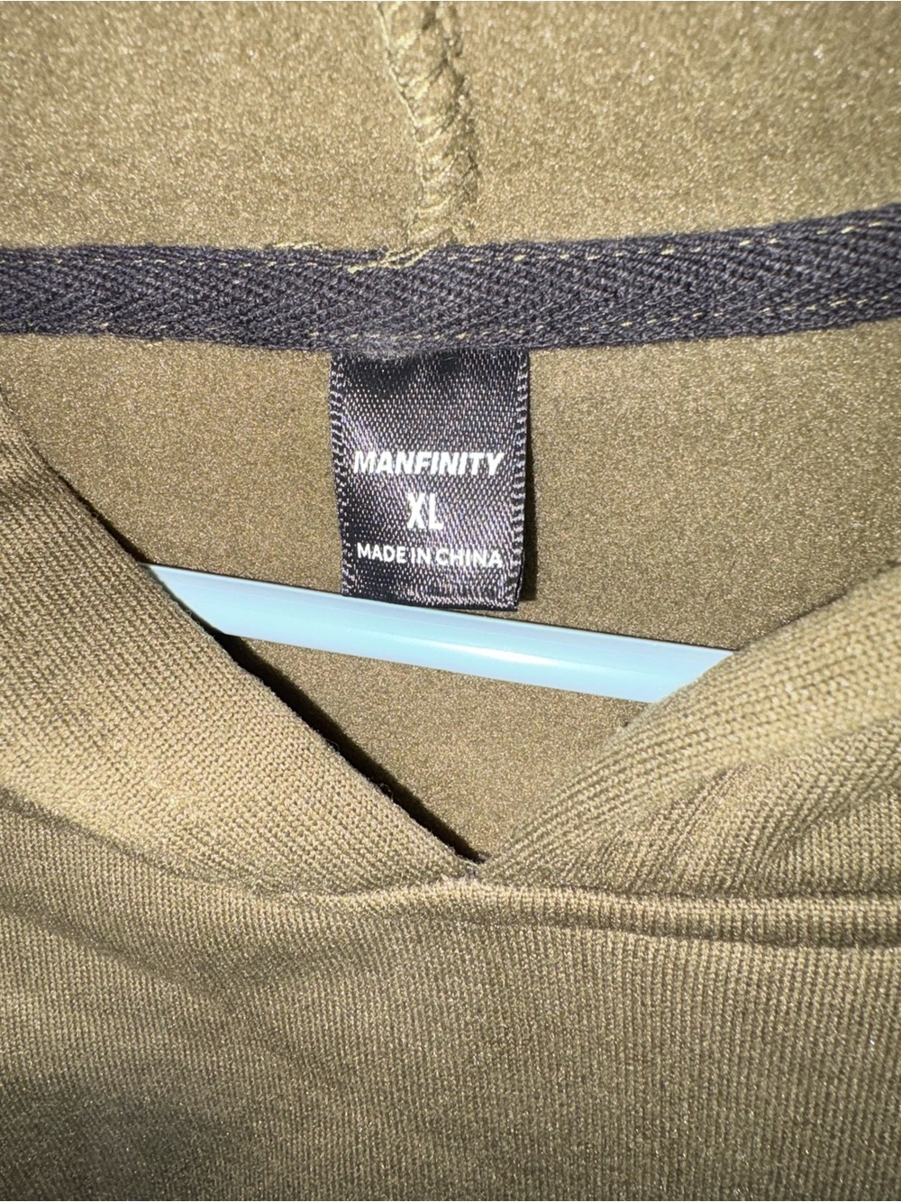 Manfinity Men's Olive, Black & Cream Colorblock Hoodie - Picture 2 of 3